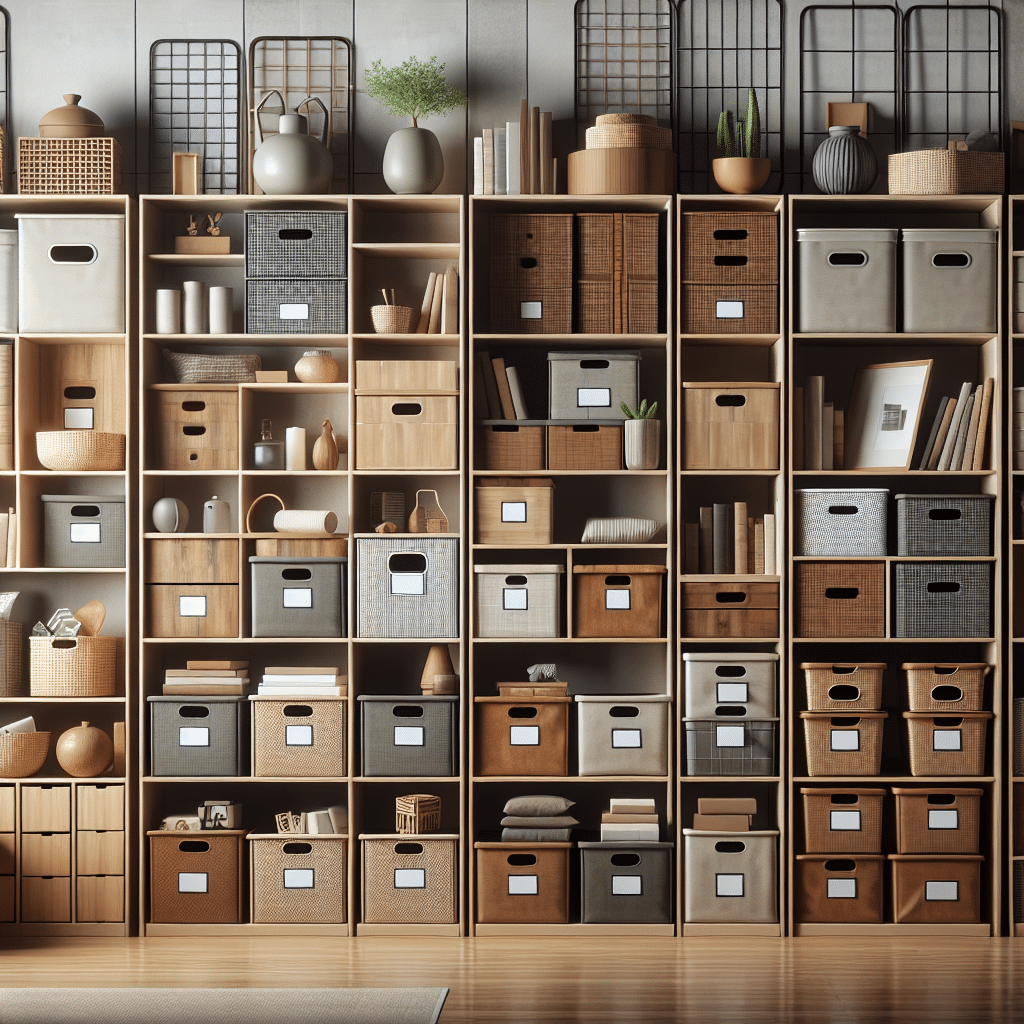 regały z pojemnikami