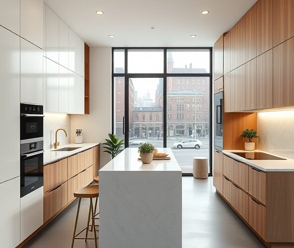 Co w kuchni nowoczesnej w Łodzi zwiększa cenę mieszkania w bloku?